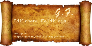 Görheny Felícia névjegykártya